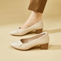 (W) EXULL Q レディース「ポインテッドトゥ ブラック チャンキーヒール」73170034 73170034 12