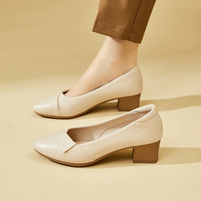 (Women) EXULL Q 'Pointed Toe Black Chunky Heel' 73170034 12