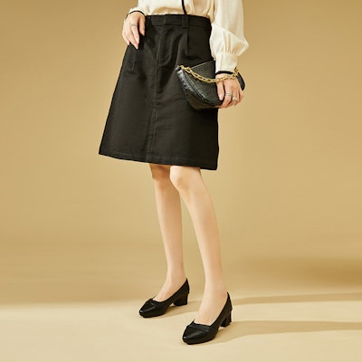 (Women) EXULL Q 'Pointed Toe Black Chunky Heel' 73170034 Purchase (Women) EXULL Q 'Pointed Toe Black Chunky Heel' 73170034