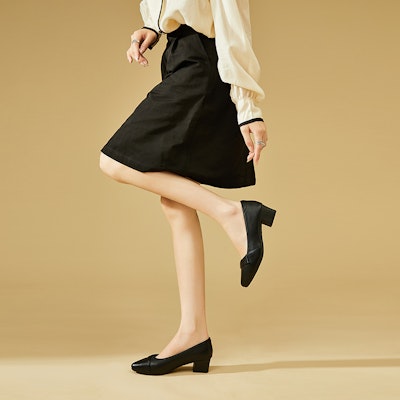 (Women) EXULL Q 'Pointed Toe Black Chunky Heel' 73170034 Details for (Women) EXULL Q 'Pointed Toe Black Chunky Heel' 73170034