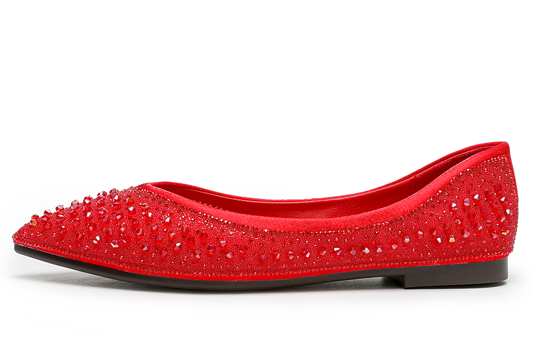 (Women) Exull Q 'Red Rhinestone Sequin Pointed Flat' 1217002910