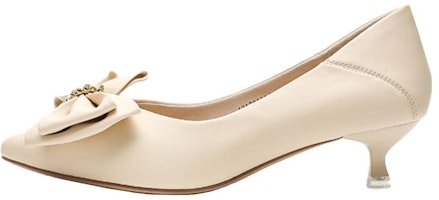 (Women) Exull Q 'Ribbon Cat Heel - Cream' 1217011271 (Women) Exull Q 'Ribbon Cat Heel - Cream' 1217011271