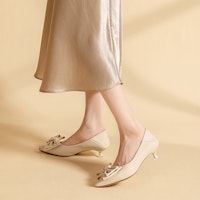 (W) Exull Q '缎带猫跟鞋 - 奶油色' 1217011271 Shop (W) Exull Q '缎带猫跟鞋 - 奶油色' 1217011271