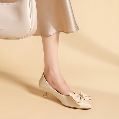 (Women) Exull Q 'Ribbon Cat Heel - Cream' 1217011271 Purchase (Women) Exull Q 'Ribbon Cat Heel - Cream' 1217011271