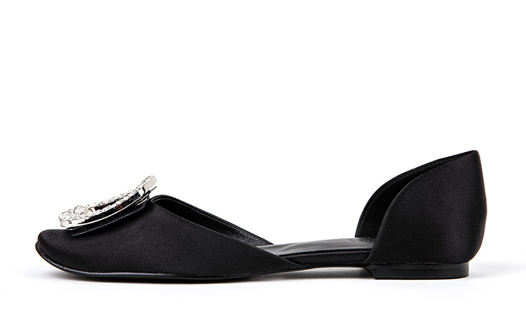 (W) Exull Q 'Satin Rhinestone Buckle Flats'