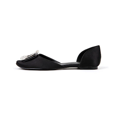 (W) Exull Q 'Satin Rhinestone Buckle Flats'