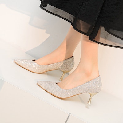 (Women) Exull Q 'Silver Crystal Pointed Toe Stiletto' 1217004702 Cheap (Women) Exull Q 'Silver Crystal Pointed Toe Stiletto' 1217004702