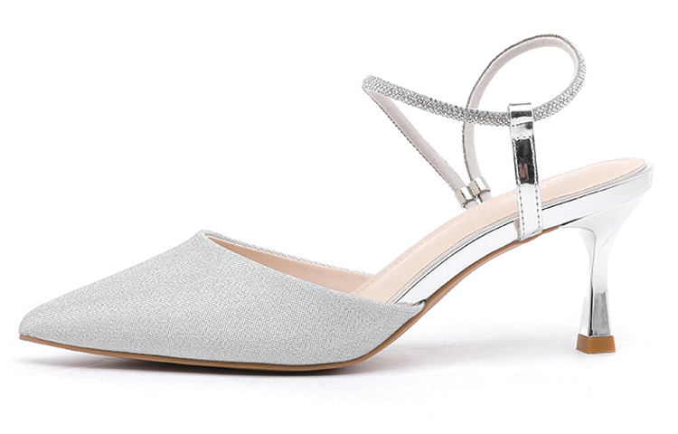 (Women) EXULL Q 'Silver Glitter Leather Pointed-Toe High Heels' 1216300502