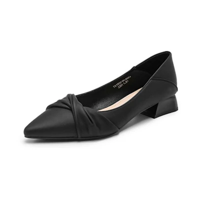 (W) Exull Q 'Synthetic Leather Chunky Heel Pointed-Toe'