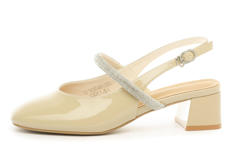 (Women) EXULL Q 'Yellow Buckle Square Toe Chunky Heel' 1216304620