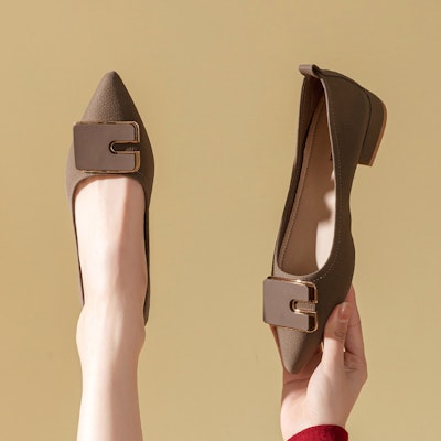 (W) 卓诗尼Q休闲平底鞋「深咖啡气质尖头时尚搭扣」 1315005993 3