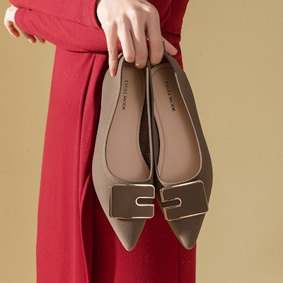 (W) 卓诗尼Q休闲平底鞋「深咖啡气质尖头时尚搭扣」 1315005993 5