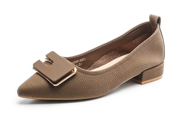 Order (W) 卓诗尼Q休闲平底鞋「深咖啡气质尖头时尚搭扣」 1315005993