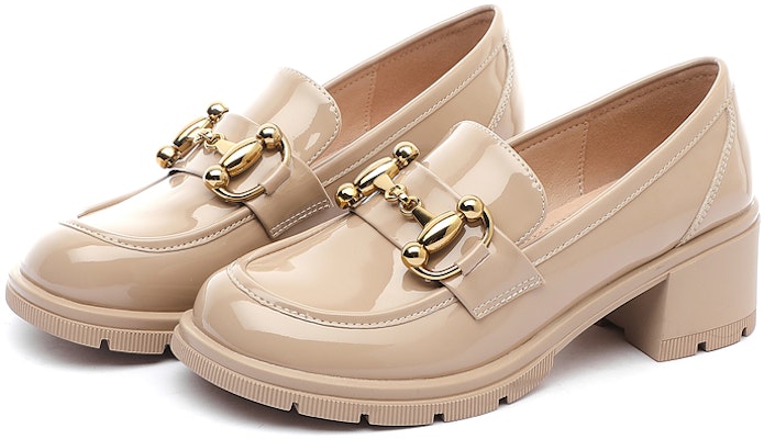 (W) (女性用) エクスルQ チャンキーヒールローファー「アプリコットパテントレザー」1217101081 1217101081 Order (W) (女性用) エクスルQ チャンキーヒールローファー「アプリコットパテントレザー」1217101081 1217101081