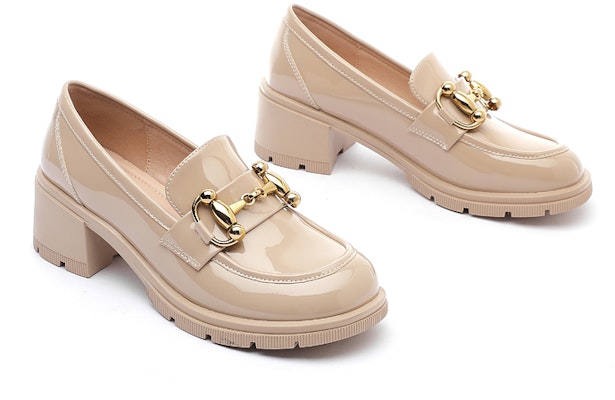 (W) (女性用) エクスルQ チャンキーヒールローファー「アプリコットパテントレザー」1217101081 1217101081 Lookbook (W) (女性用) エクスルQ チャンキーヒールローファー「アプリコットパテントレザー」1217101081 1217101081