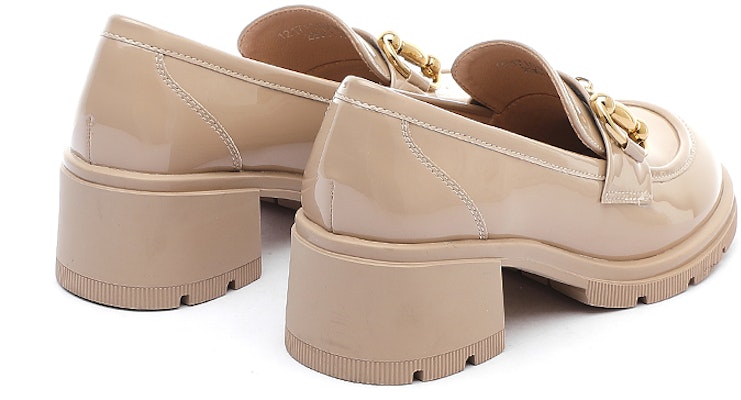 (W) (女性用) エクスルQ チャンキーヒールローファー「アプリコットパテントレザー」1217101081 1217101081 Shop (W) (女性用) エクスルQ チャンキーヒールローファー「アプリコットパテントレザー」1217101081 1217101081