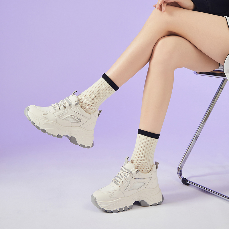 Purchase (W) Exull Q Fabric Chunky Sole Rendah 'Beige Dad Shoe' 1317700771