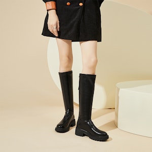 (W) Exull Q Sepatu Boot Platform Tinggi dengan Ritsleting 'Sol Tebal Fashion' 1318800971 1