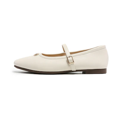 (W) EXULL Q Leather 'Square Toe Casual Flats'