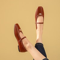 (W) EXULL Q Leather 'Zapatos Planos Casual de Punta Cuadrada' 13170003 8