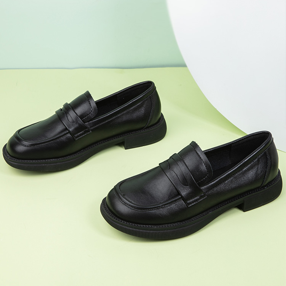 (W) Exull Q Leather Casual Flat Shoes 'Black CMFT Low Heel' 圖 3