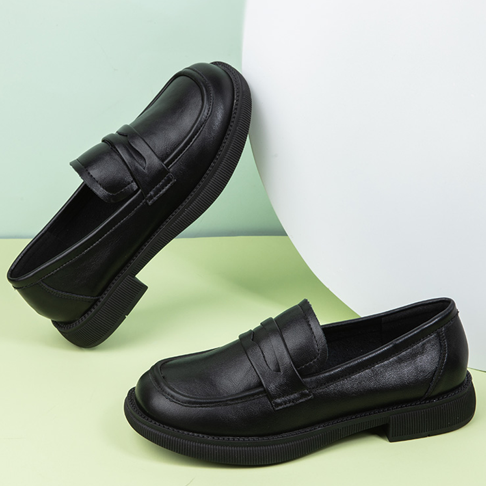 (W) Exull Q Leather Casual Flat Shoes 'Black CMFT Low Heel' 圖 4