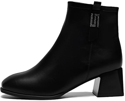 (Women) Exull Q Leather Chunky Heel Zip Ankle Boots 'Black' 1218602260 Buy (Women) Exull Q Leather Chunky Heel Zip Ankle Boots 'Black' 1218602260