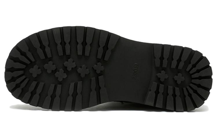 Shop EXULL 依思Q 牛皮革 百搭簡約 短筒 馬丁靴 5cm 女款 黑色