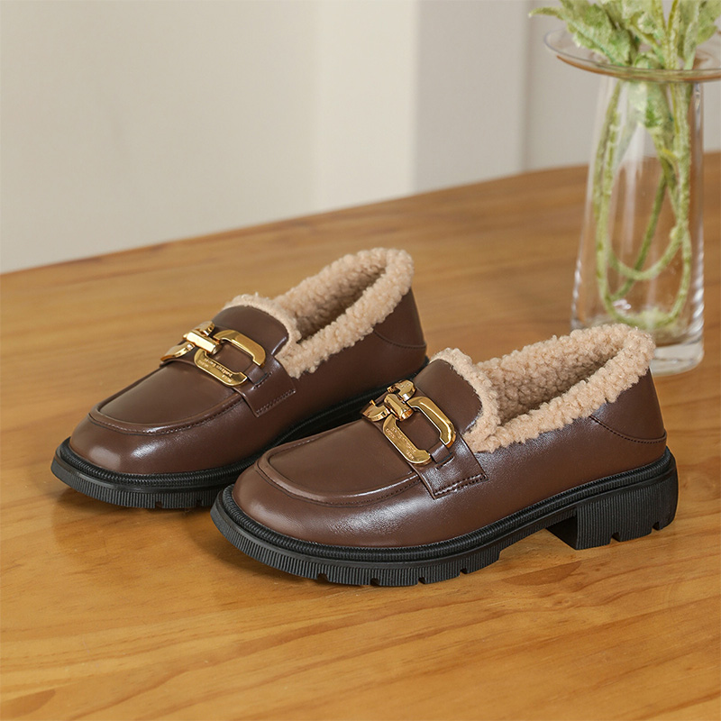 Shop (W) Exull Q 英伦风棕色毛绒乐福鞋 1215105080