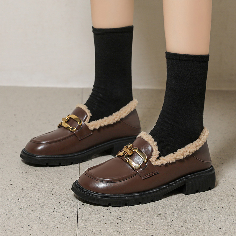 Purchase (W) Exull Q 英伦风棕色毛绒乐福鞋 1215105080