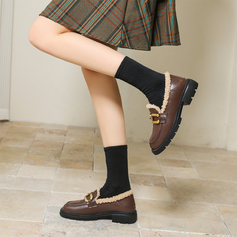 Sizing (W) Exull Q 英伦风棕色毛绒乐福鞋 1215105080