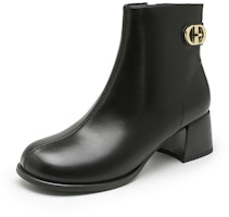 (Women) Exull Q PU 5.5cm 'Black Chunky Heel Comfort Ankle Boot' 12186270 (Women) Exull Q PU 5.5cm 'Black Chunky Heel Comfort Ankle Boot' 12186270