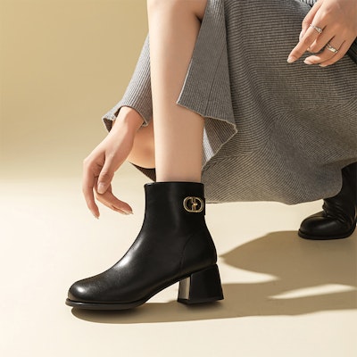 (Women) Exull Q PU 5.5cm 'Black Chunky Heel Comfort Ankle Boot' 12186270 Cheap (Women) Exull Q PU 5.5cm 'Black Chunky Heel Comfort Ankle Boot' 12186270