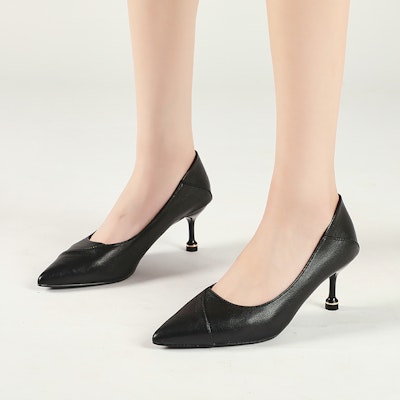 (Women) Exull Q PU 'Elegant Black Kitten Heels' 1215003460 Shop (Women) Exull Q PU 'Elegant Black Kitten Heels' 1215003460