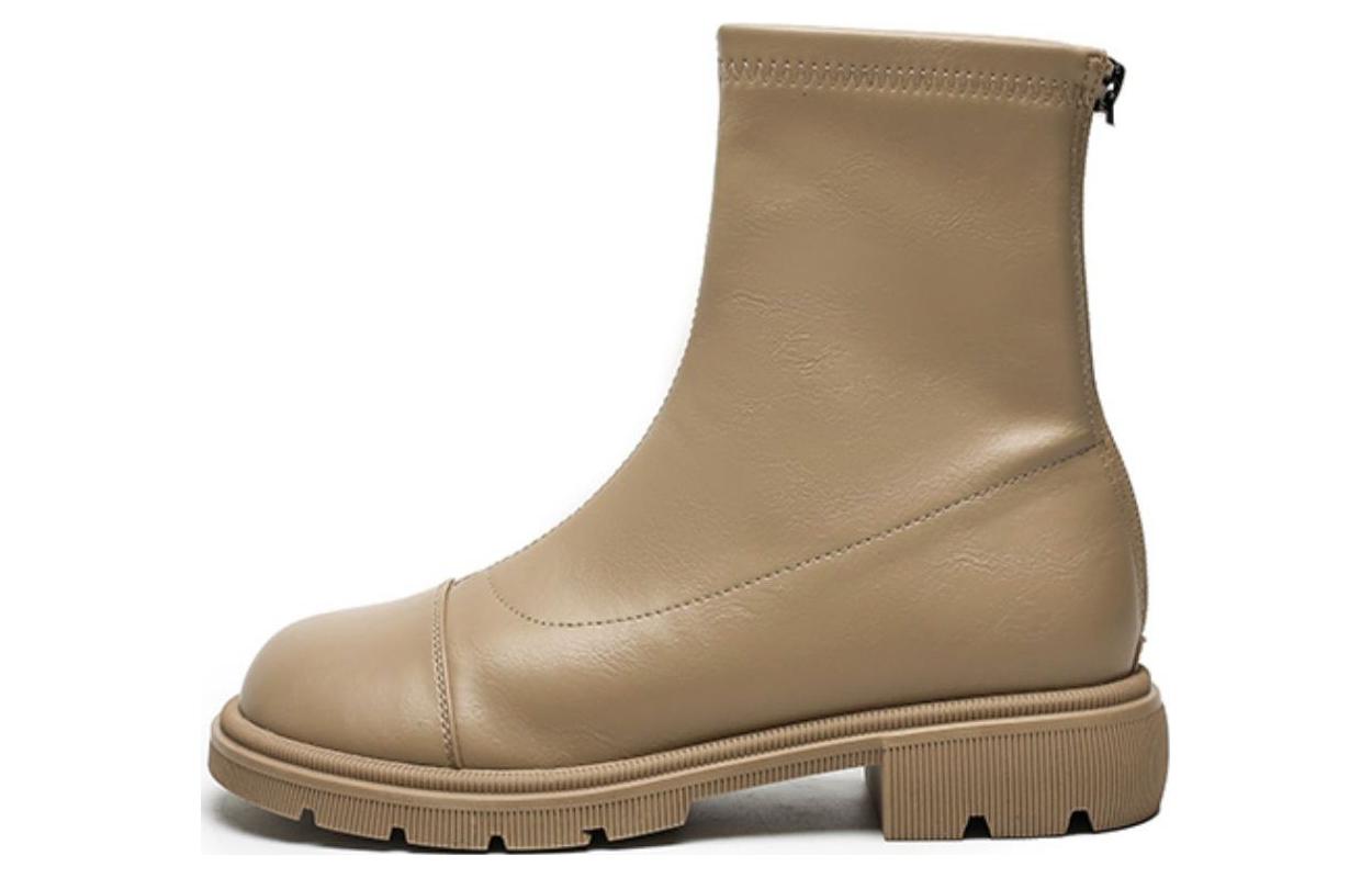 (Women) Exull Q PU 'Fashion Versatile Chelsea Boot Apricot' 1218609081