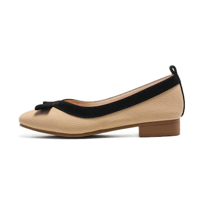 (W) Exull Q PU 'French Square Toe Chunky Heel Mule Pink Apricot'