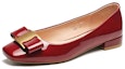 Order (W) 女性用エクザルQ PU「レッドスクエアトゥカジュアルフラット」1315007410 1315007410