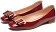 Lookbook (W) 女性用エクザルQ PU「レッドスクエアトゥカジュアルフラット」1315007410 1315007410