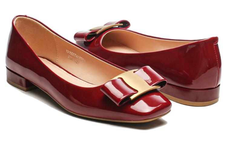 Shop (W) Exull Q PU 'Zapatos Planos Casuales Punta Cuadrada Roja' 1315007410