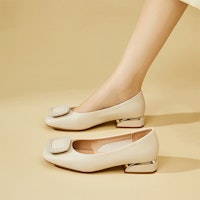 (W) 艾斯欧 Q PU纹扣平底休闲鞋 73170052 12