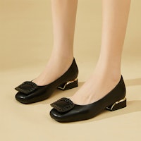 (W) 艾斯欧 Q PU纹扣平底休闲鞋 73170052 1