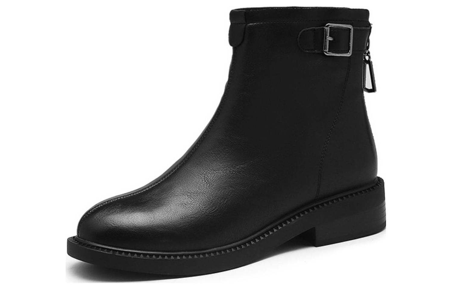 Order (W) エクスルQ PU 厚底快適アンクルブーツ (黒) 1218647960