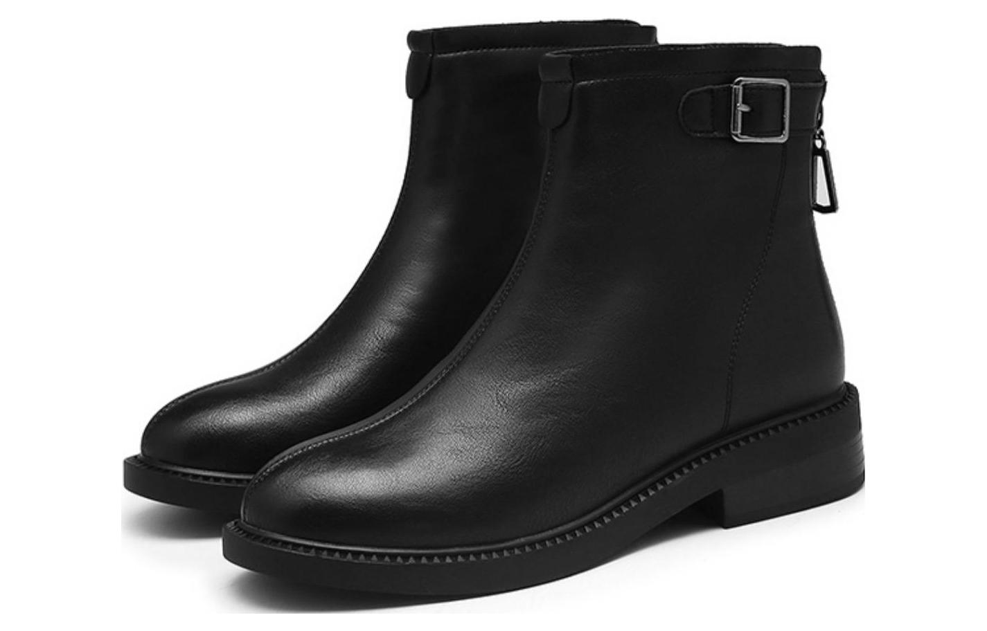 Lookbook (W) エクスルQ PU 厚底快適アンクルブーツ (黒) 1218647960