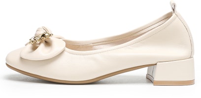 (Women) Exull Q PU Commute Casual Pumps 'Beige Block Heel' 1217006671 (Women) Exull Q PU Commute Casual Pumps 'Beige Block Heel' 1217006671