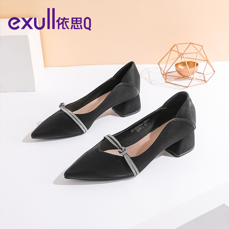 (W) EXULL Q PU Pointed Toe 'Black Chunky Heel' 圖 3