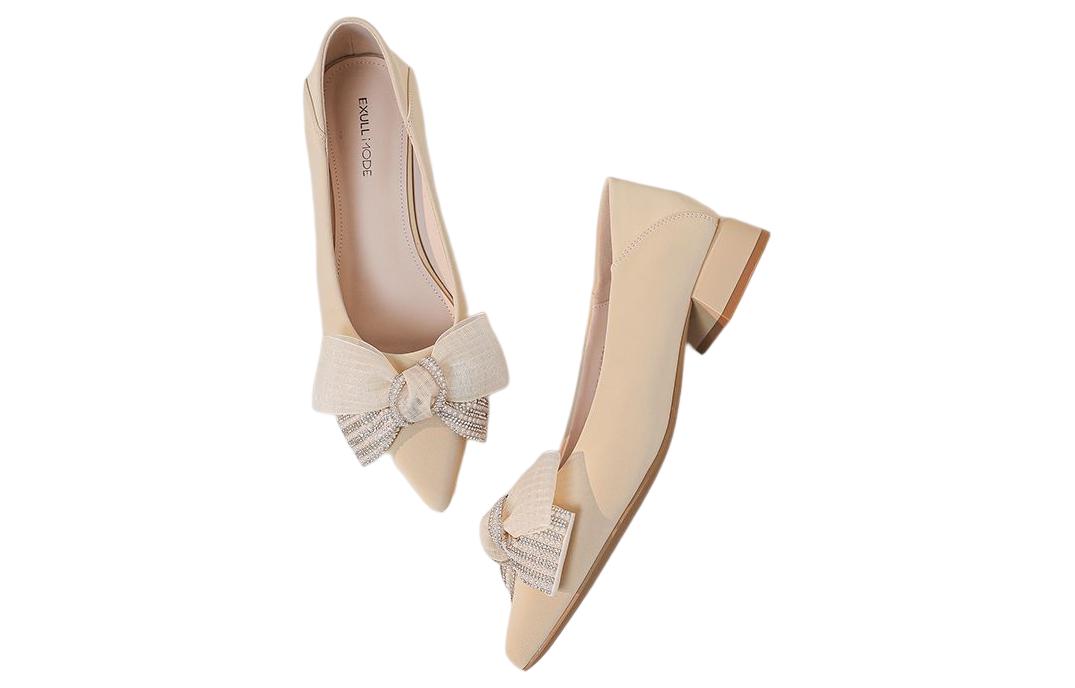 Order (W) Exull Q PU Sepatu Hak Pendek 'Temperamen Kuning' 1217005420