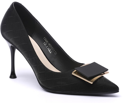 (Women) EXULL Q PU Pointed Toe Slip-On Stiletto Heels 'Black' 12I5000660 Order (Women) EXULL Q PU Pointed Toe Slip-On Stiletto Heels 'Black' 12I5000660