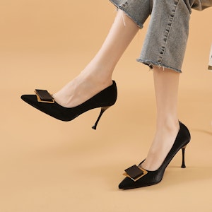 (W) (女性用) EXULL Q PU ポインテッドトゥ スリッポン スティレットヒール 'ブラック' 12I5000660 12I5000660 Details for (W) (女性用) EXULL Q PU ポインテッドトゥ スリッポン スティレットヒール 'ブラック' 12I5000660 12I5000660