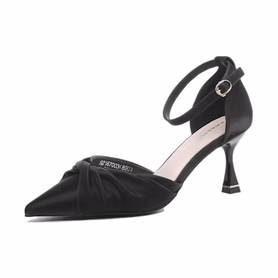 (W) Exull Q Sheepskin Pointed Toe Stiletto 'Black'