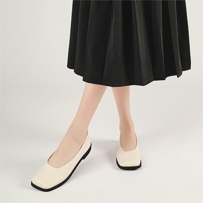 Lookbook (W) Exull Q Punta Cuadrada Zapato Plano Casual 'Beige Confort' 8217000671